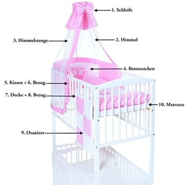 Baby Prinzessin Bett mit Matratze und Mädchen Bettwäsche Komplettset