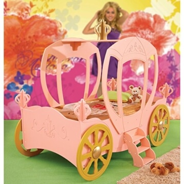 Kinderbett Bett mit Matratze Kutsche für Prinzessin rosa
