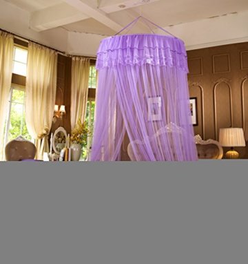 LifeWheel Romantische Prinzessin Runden Spitzen Betthimmel Moskitonetzen Kuppel Bett Netting Baldachin Vorhang Moskitonetz (Violett)