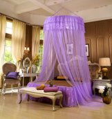 LifeWheel Romantische Prinzessin Runden Spitzen Betthimmel Moskitonetzen Kuppel Bett Netting Baldachin Vorhang Moskitonetz (Violett)